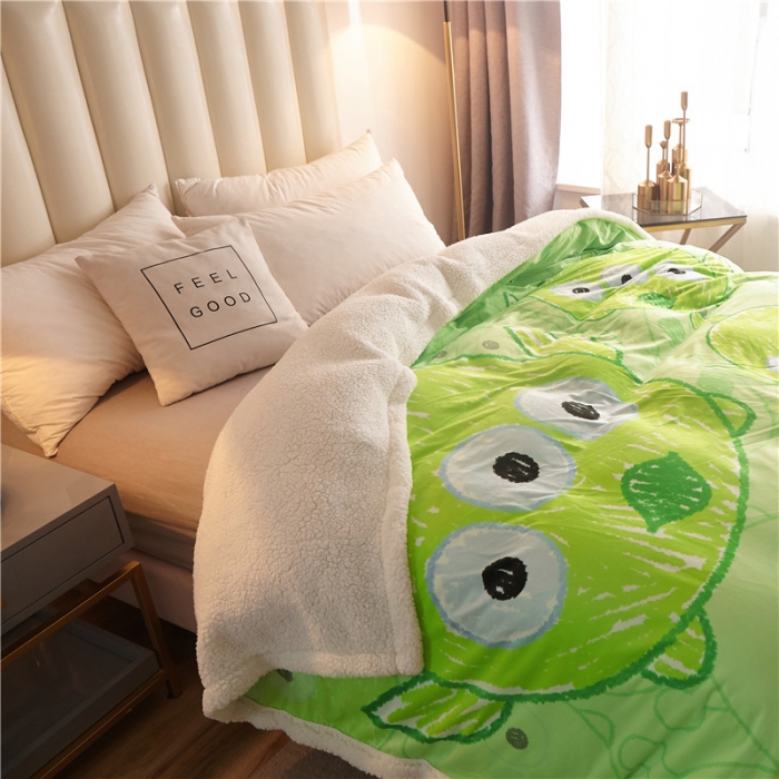 91家纺网 家纺一手货源 找家纺 北纬27度 2020新款羊羔绒多功能毯被套双用 小怪兽