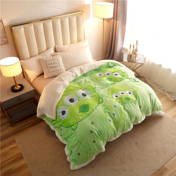 91家纺网 家纺一手货源 找家纺 北纬27度 2020新款羊羔绒多功能毯被套双用 小怪兽