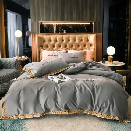 91家纺网 家纺一手货源 找家纺 （总）娇逸100支全棉磨毛数码印花边绣花款四件套