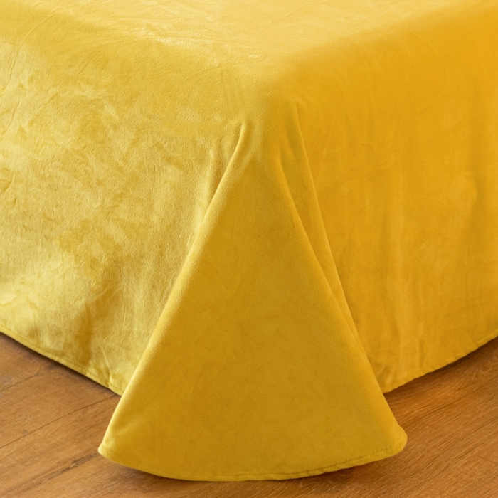 91家纺网 家纺一手货源 找家纺 蓝巢 2020新款水晶绒蕾丝边四件套 绒-暖黄