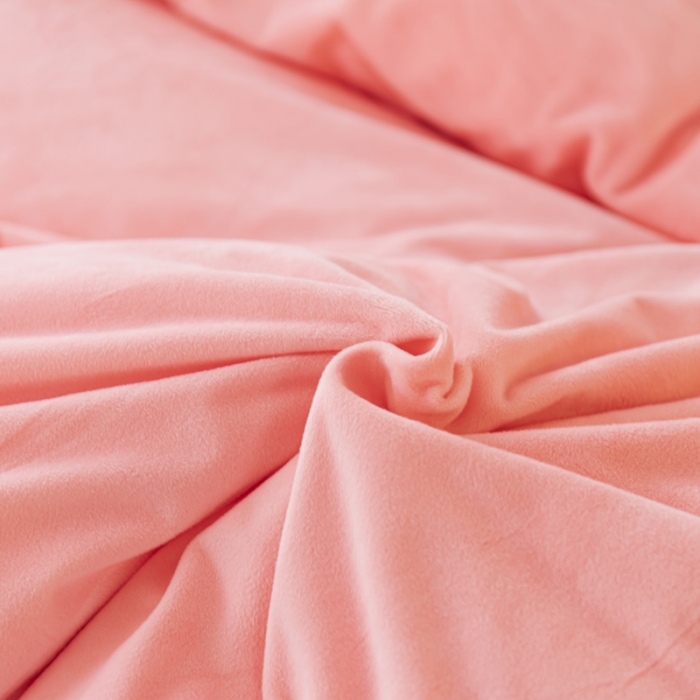 91家纺网 家纺一手货源 找家纺 蓝巢 2020新款水晶绒蕾丝边四件套 绒-浅粉