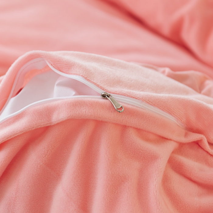 91家纺网 家纺一手货源 找家纺 蓝巢 2020新款水晶绒蕾丝边四件套 绒-浅粉