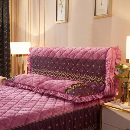 91家纺网 家纺一手货源 找家纺 情恒家纺 2025法莱绒贵族风范全包床头罩大靠背靠垫 豆沙