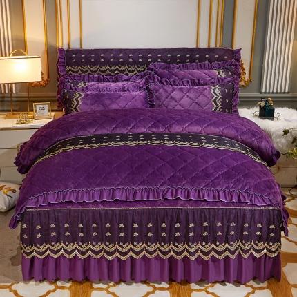 91家纺网 家纺一手货源 找家纺 (总) 情恒家纺 2025法莱绒贵族风范夹棉床裙四件套