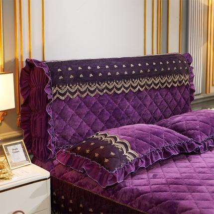 91家纺网 家纺一手货源 找家纺 情恒家纺 2025法莱绒贵族风范全包床头罩大靠背靠垫 紫罗兰
