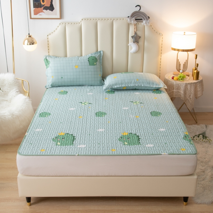 91家纺网 家纺一手货源 找家纺 床笠人家 2021新款全棉夹棉防水床护垫 动漫恐龙