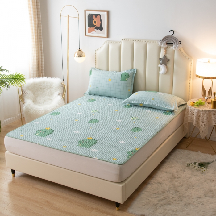 91家纺网 家纺一手货源 找家纺 床笠人家 2021新款全棉夹棉防水床护垫 动漫恐龙