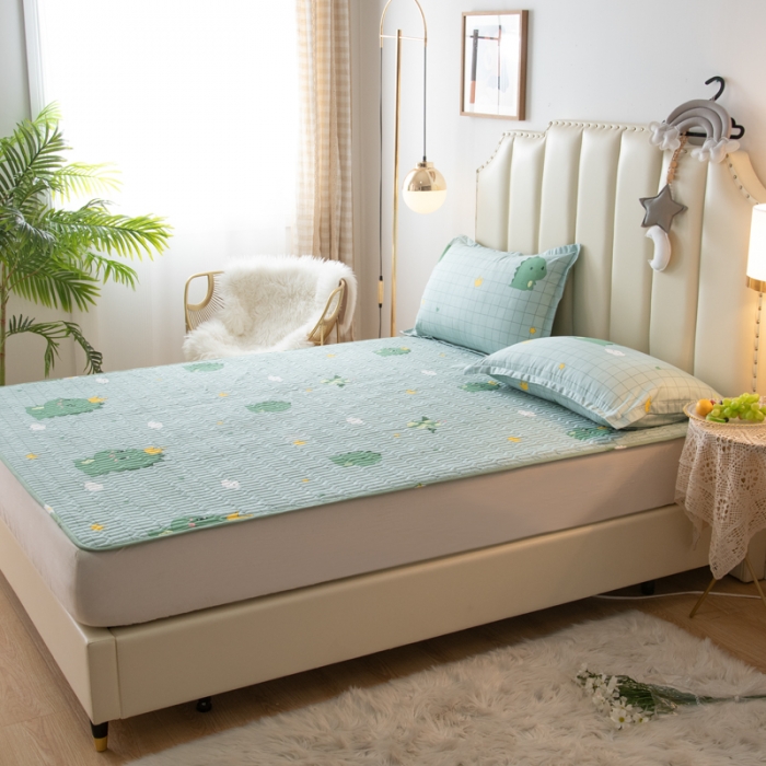 91家纺网 家纺一手货源 找家纺 床笠人家 2021新款全棉夹棉防水床护垫 动漫恐龙