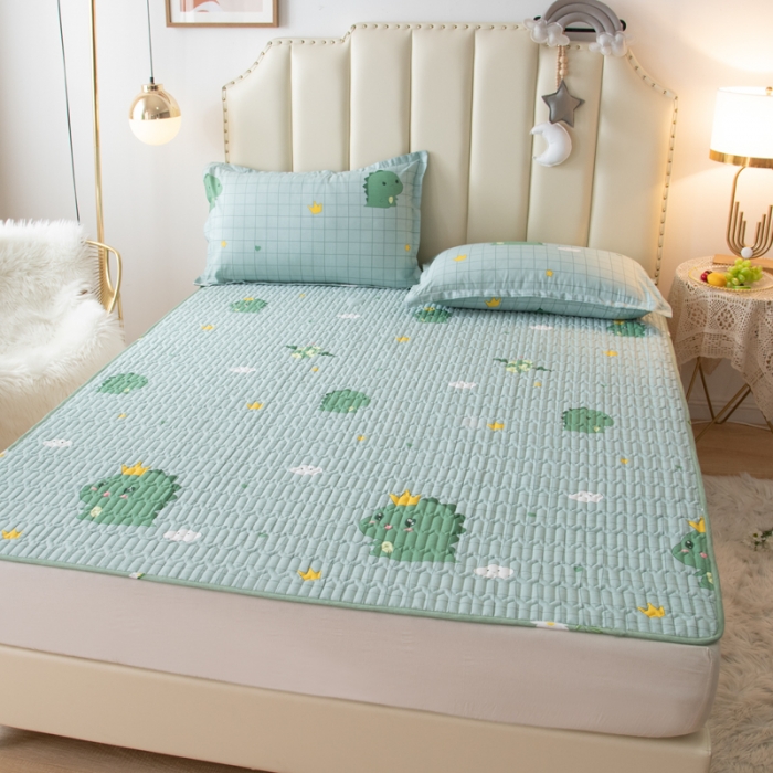 91家纺网 家纺一手货源 找家纺 床笠人家 2021新款全棉夹棉防水床护垫 动漫恐龙