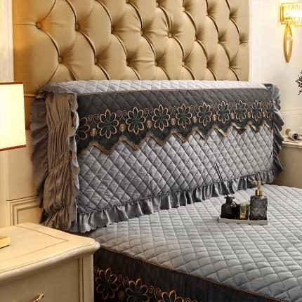 91家纺网 家纺一手货源 找家纺 （总）情恒 2025新款水晶绒皇家豪庭全包床头罩大靠背靠垫