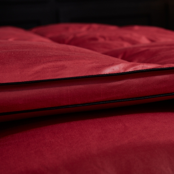 91家纺网 家纺一手货源 找家纺 啊雅家居 2025新款柔赛丝保暖立体羽丝绒冬被 酒红色