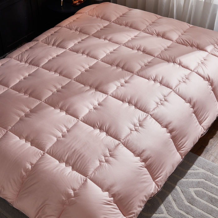 91家纺网 家纺一手货源 找家纺 啊雅家居 2025新款柔赛丝保暖立体羽丝绒冬被 玉色