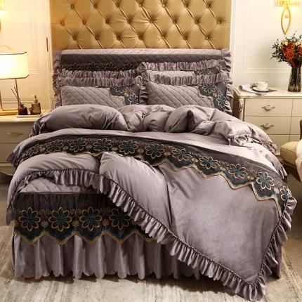 91家纺网 家纺一手货源 找家纺 情恒 2025新款水晶绒皇家豪庭系列四件套 卡其色