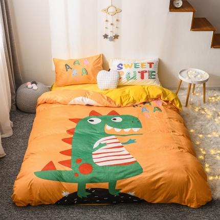 91家纺网 家纺一手货源 找家纺 十九色 2022新款高克重宝宝绒数码印花四件套 嗨恐龙