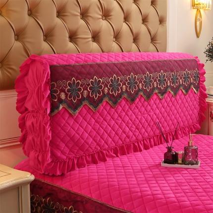 91家纺网 家纺一手货源 找家纺 情恒 2025新款水晶绒皇家豪庭全包床头罩大靠背靠垫 玫红色