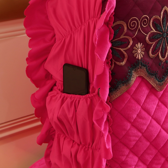 91家纺网 家纺一手货源 找家纺 情恒 2025新款水晶绒皇家豪庭全包床头罩大靠背靠垫 玫红色