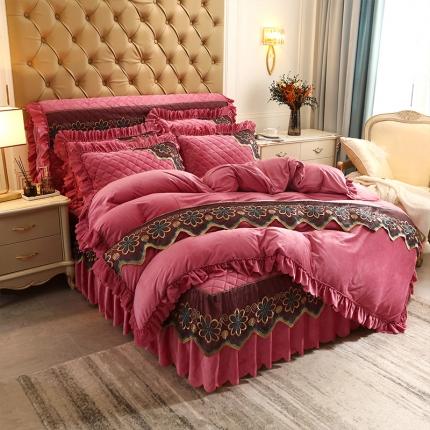 91家纺网 家纺一手货源 找家纺 情恒 2025新款水晶绒皇家豪庭单被套 豆沙色