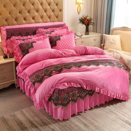 91家纺网 家纺一手货源 找家纺 情恒 2025新款水晶绒皇家豪庭单被套 粉红色