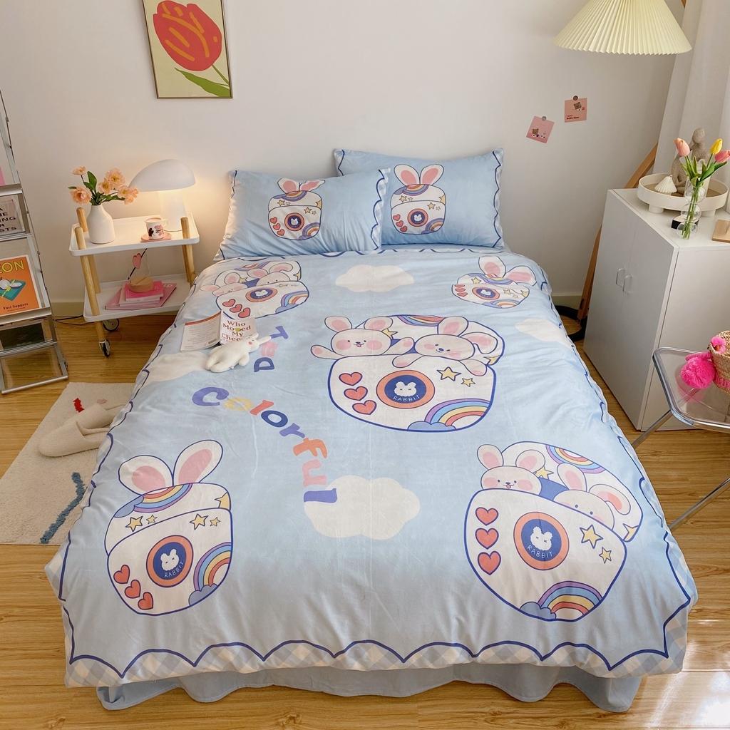 91家纺网 家纺一手货源 找家纺 星期八 2020原创设计师款牛奶绒四件套 耳机小兔