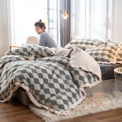 91家纺网 家纺一手货源 找家纺 （总）印季 2024新款提花立体舒棉绒四件套