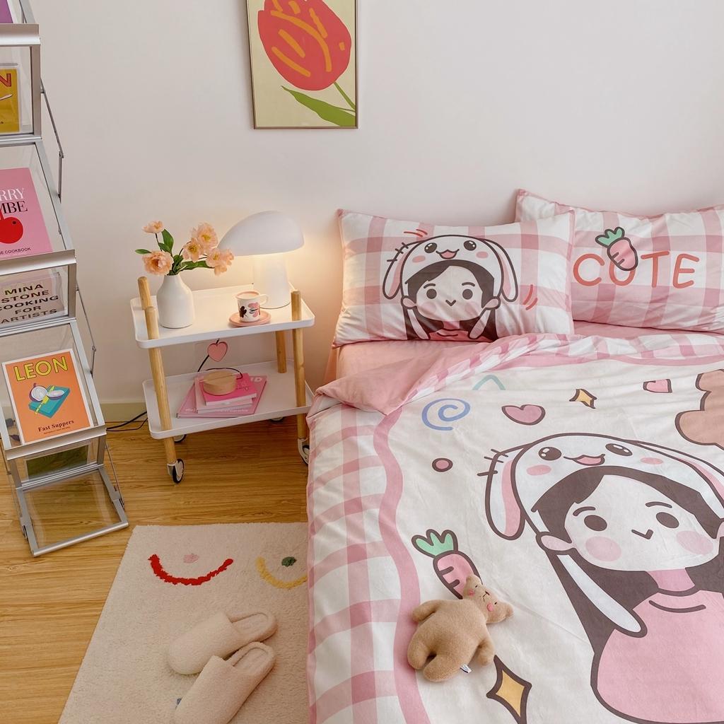 91家纺网 家纺一手货源 找家纺 星期八 2020原创设计师款牛奶绒四件套 女孩与熊