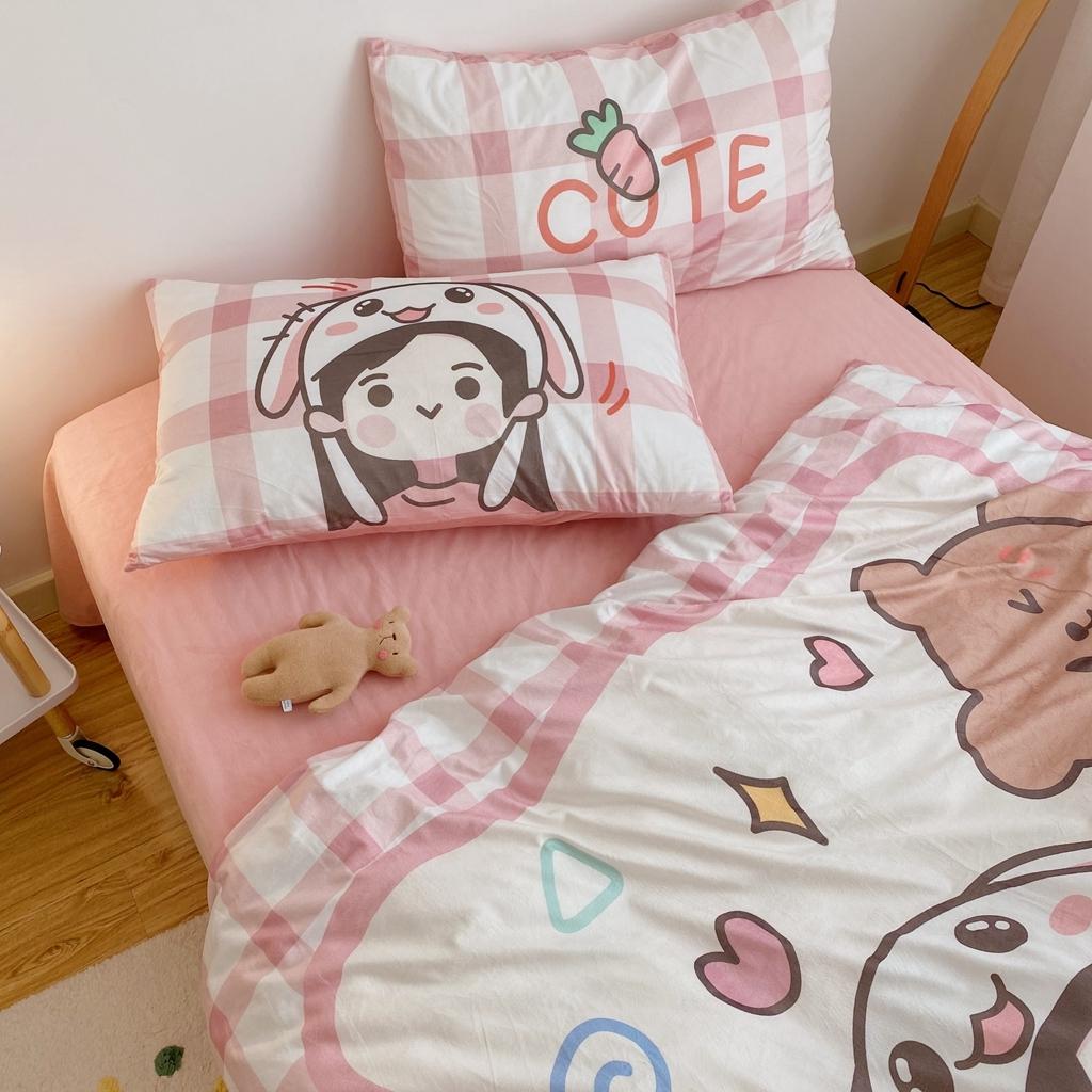 91家纺网 家纺一手货源 找家纺 星期八 2020原创设计师款牛奶绒四件套 女孩与熊