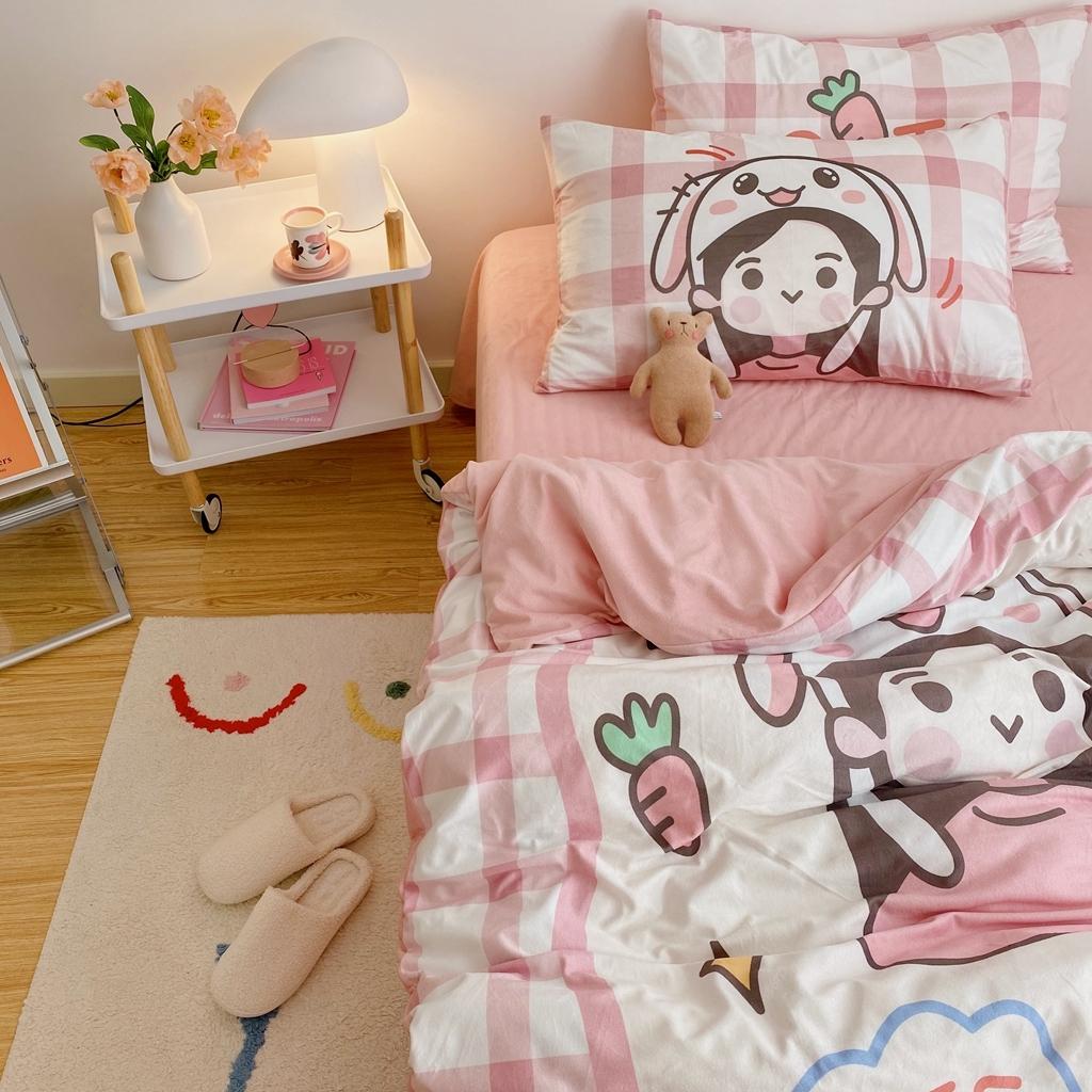 91家纺网 家纺一手货源 找家纺 星期八 2020原创设计师款牛奶绒四件套 女孩与熊