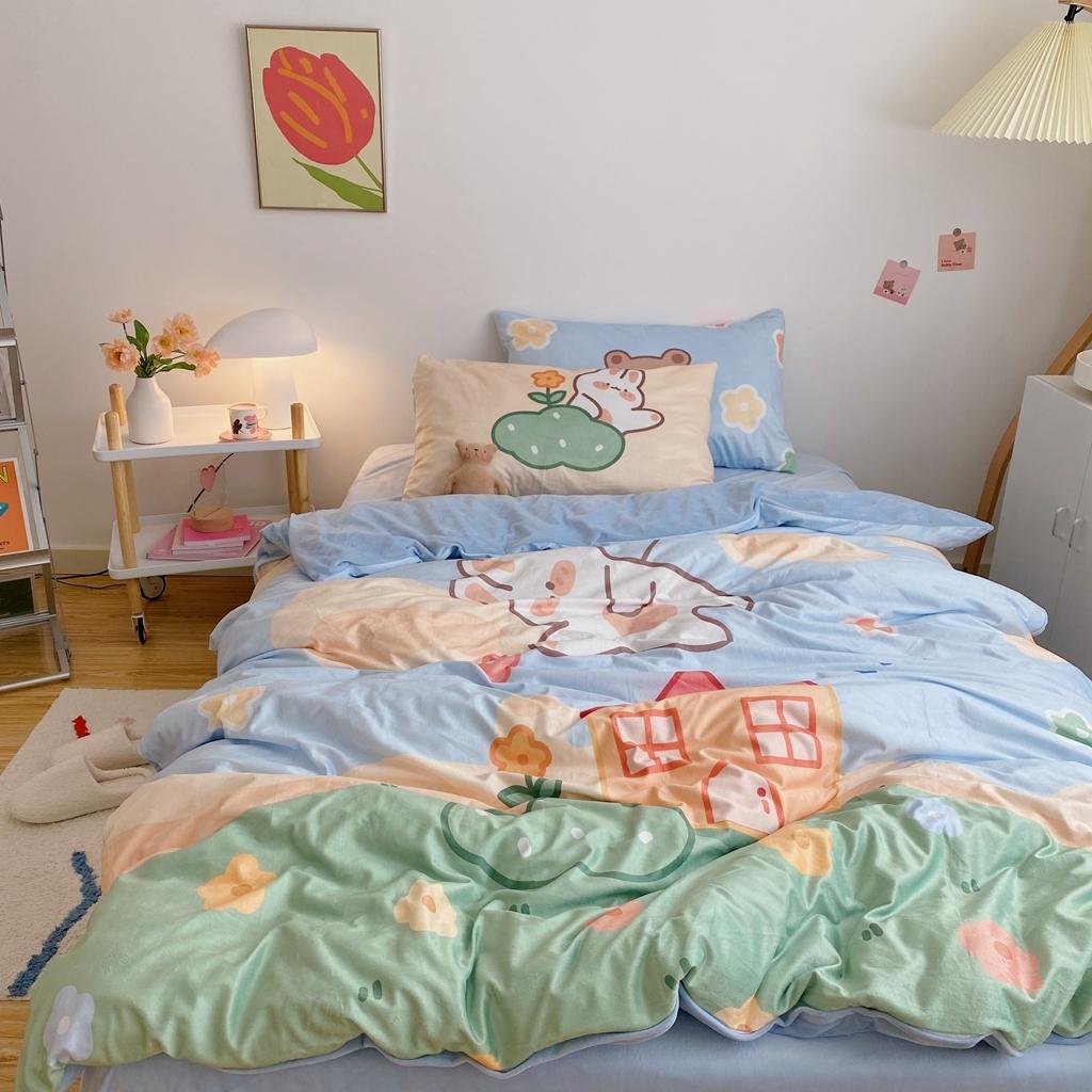 91家纺网 家纺一手货源 找家纺 星期八 2020原创设计师款牛奶绒四件套 气球小熊