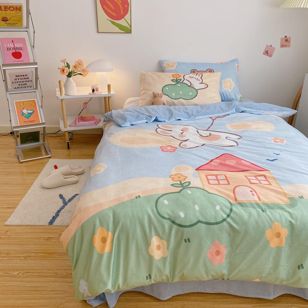 91家纺网 家纺一手货源 找家纺 星期八 2020原创设计师款牛奶绒四件套 气球小熊