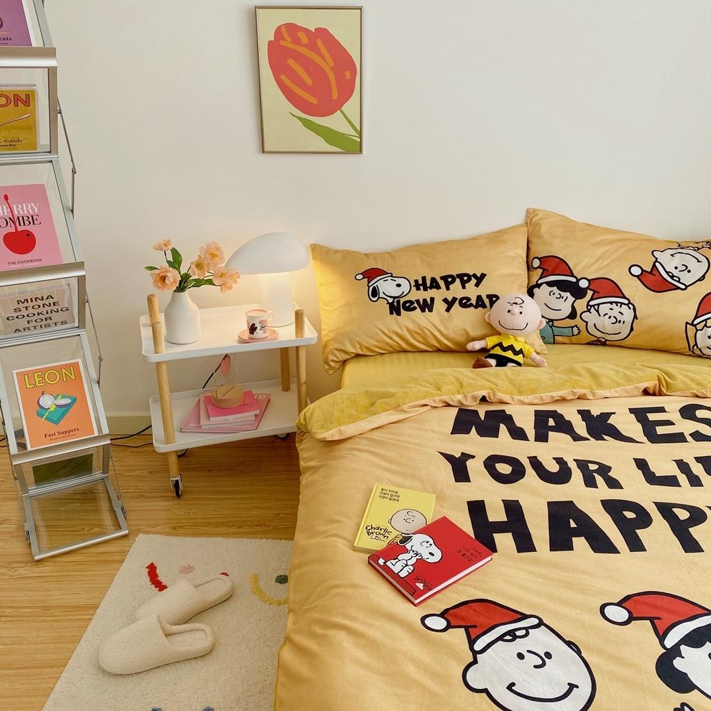 91家纺网 家纺一手货源 找家纺 星期八 2020原创设计师款牛奶绒四件套 史努比