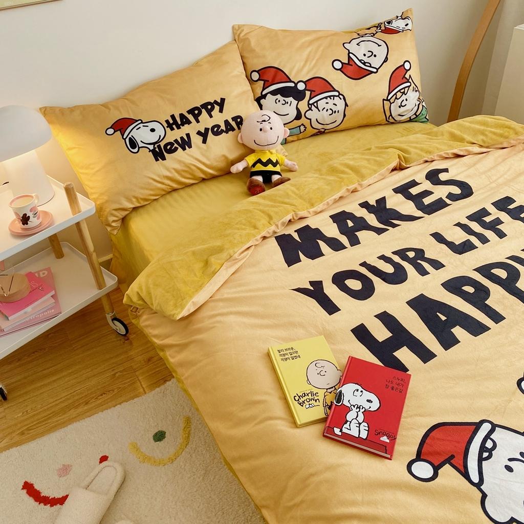 91家纺网 家纺一手货源 找家纺 星期八 2020原创设计师款牛奶绒四件套 史努比