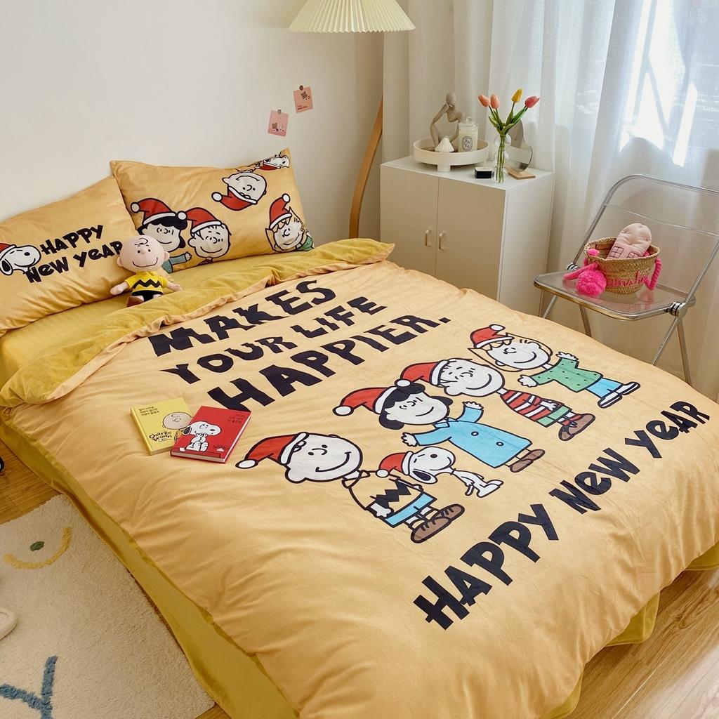 91家纺网 家纺一手货源 找家纺 星期八 2020原创设计师款牛奶绒四件套 史努比