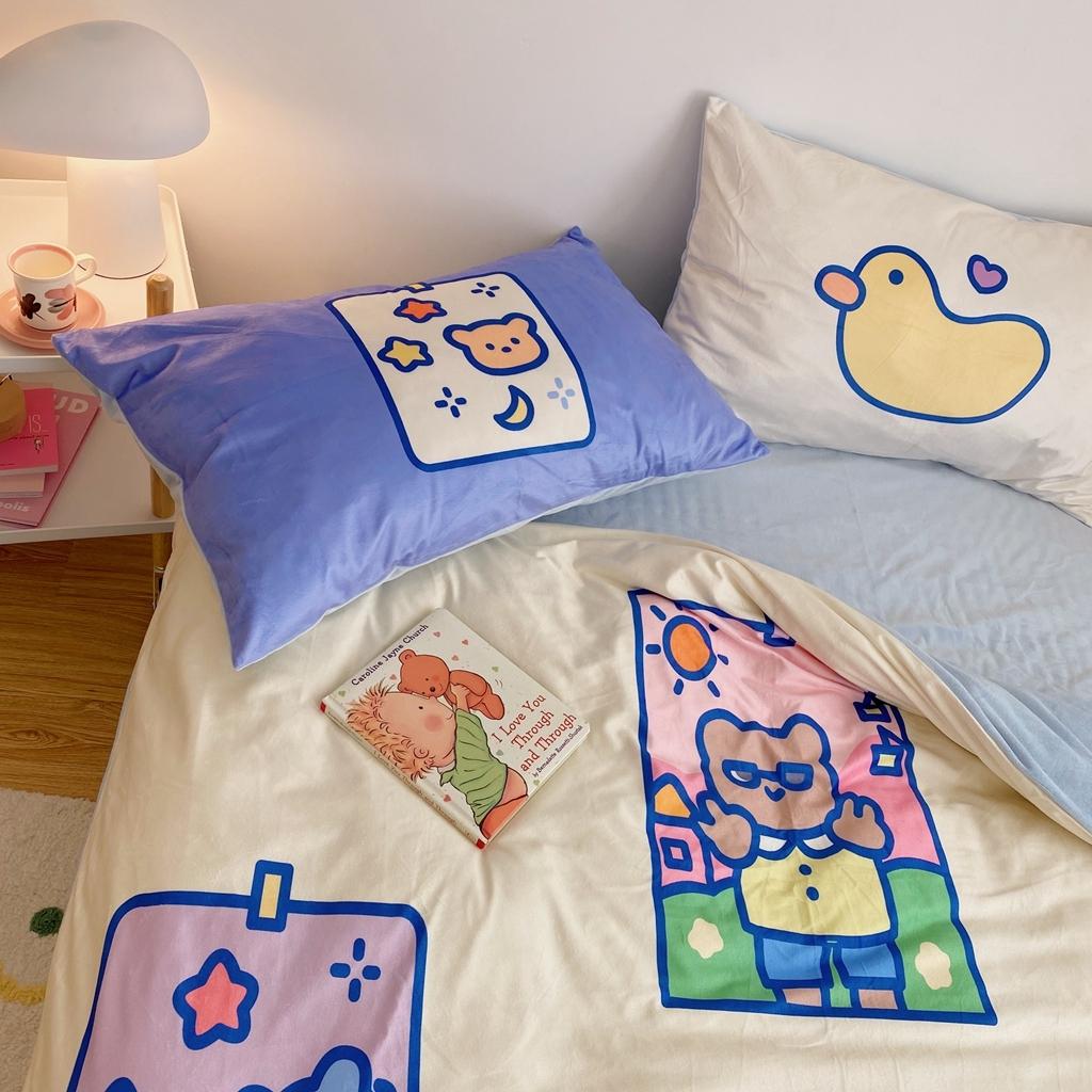 91家纺网 家纺一手货源 找家纺 星期八 2020原创设计师款牛奶绒四件套 小熊泡泡浴