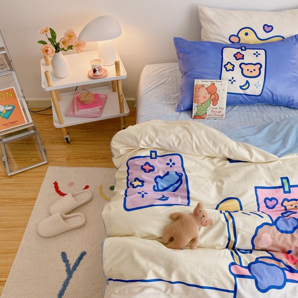 91家纺网 家纺一手货源 找家纺 星期八 2020原创设计师款牛奶绒四件套 小熊泡泡浴