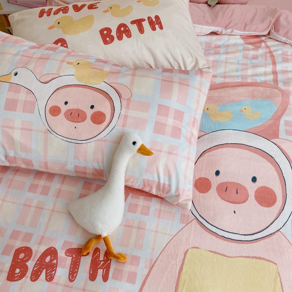 91家纺网 家纺一手货源 找家纺 星期八 2020原创设计师款牛奶绒四件套 小鸭猪猪