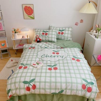 91家纺网 家纺一手货源 找家纺 星期八 2020原创设计师款牛奶绒四件套 樱桃