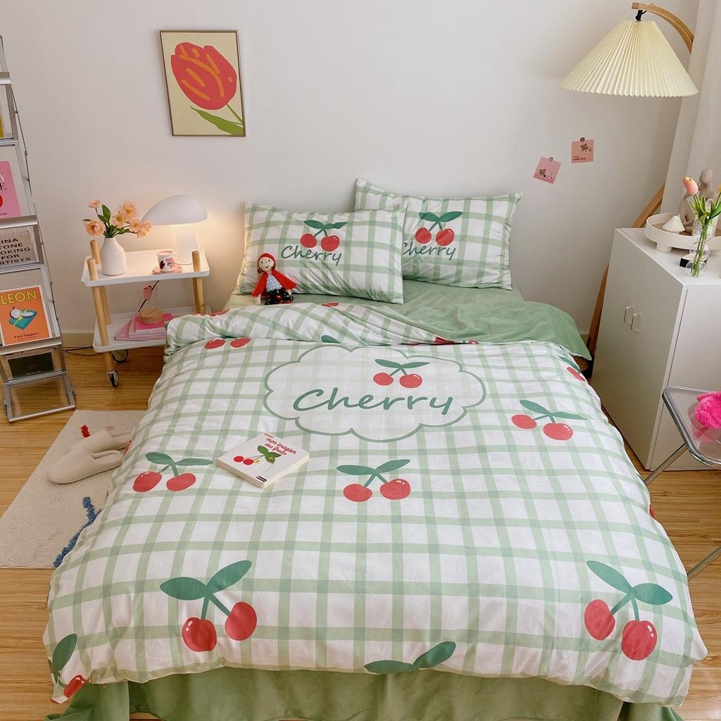 91家纺网 家纺一手货源 找家纺 星期八 2020原创设计师款牛奶绒四件套 樱桃