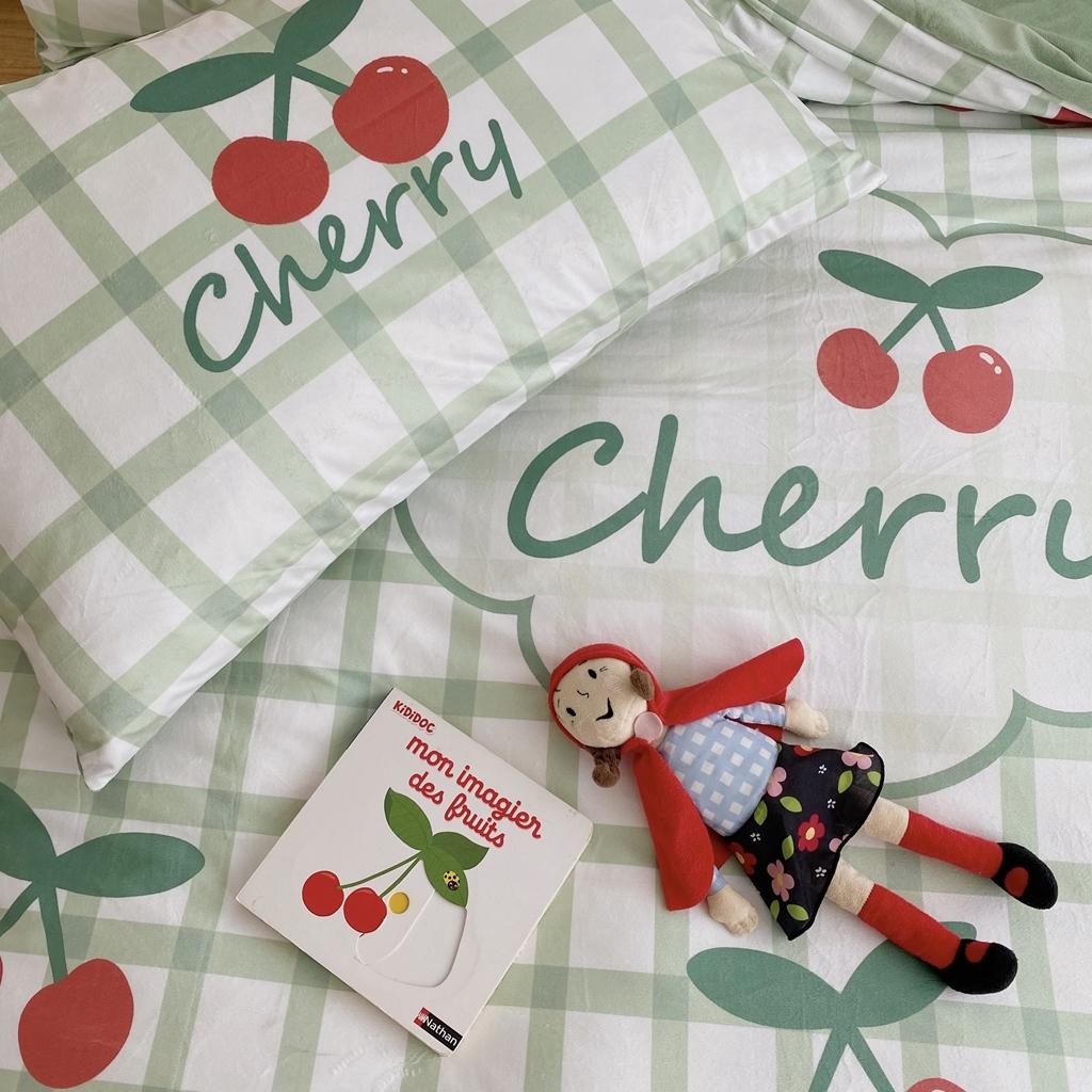 91家纺网 家纺一手货源 找家纺 星期八 2020原创设计师款牛奶绒四件套 樱桃