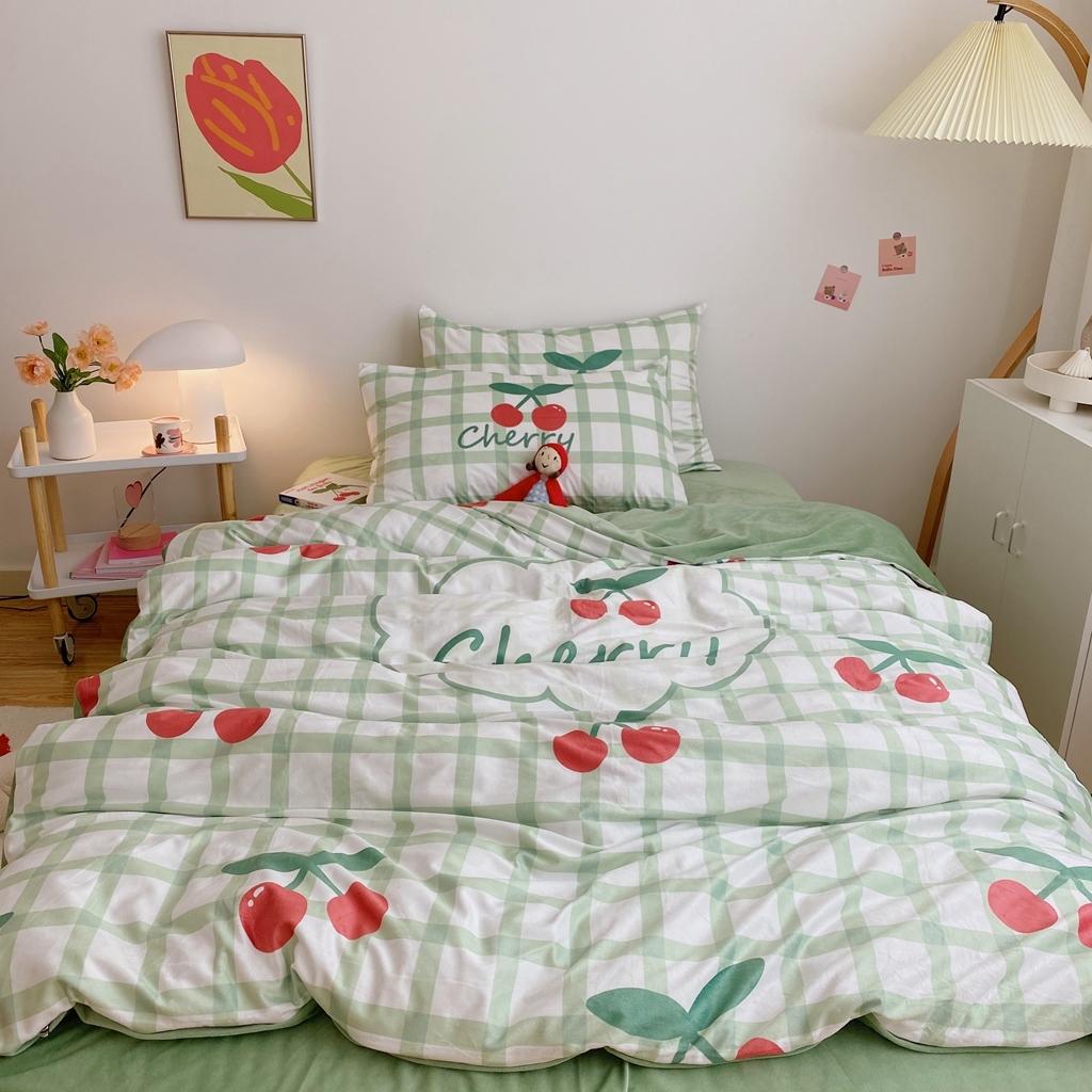 91家纺网 家纺一手货源 找家纺 星期八 2020原创设计师款牛奶绒四件套 樱桃