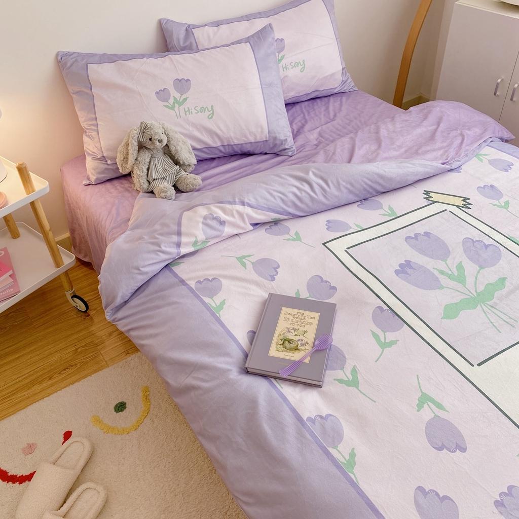 91家纺网 家纺一手货源 找家纺 星期八 2020原创设计师款牛奶绒四件套 紫色郁金香