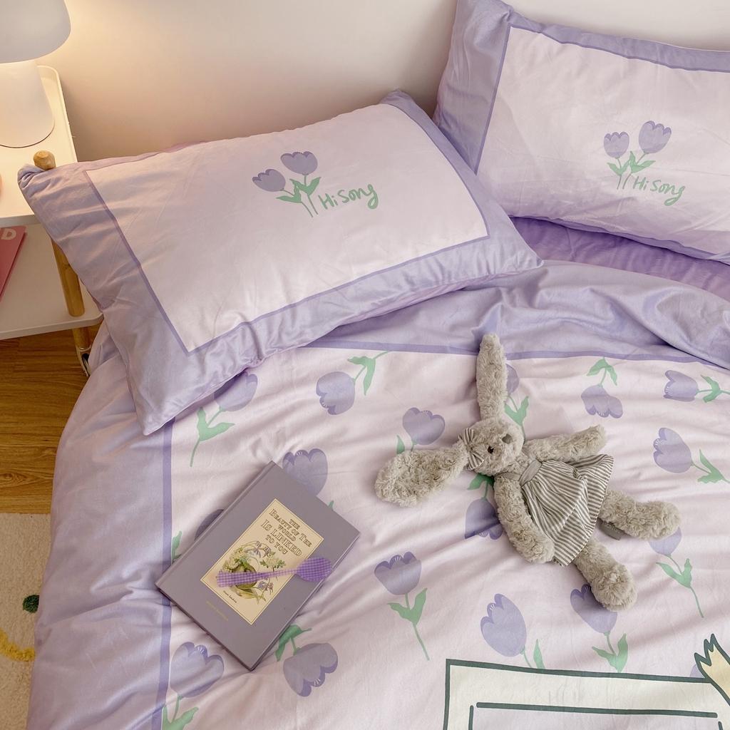 91家纺网 家纺一手货源 找家纺 星期八 2020原创设计师款牛奶绒四件套 紫色郁金香