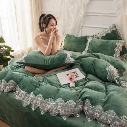 91家纺网 家纺一手货源 找家纺 （总）印季 2023新款蕾丝花边款法莱绒四件套