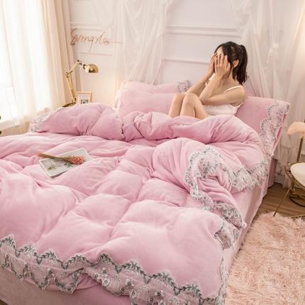 91家纺网 家纺一手货源 找家纺 （总）印季 2023新款蕾丝花边款法莱绒四件套