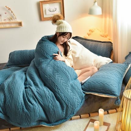 91家纺网 家纺一手货源 找家纺 （总）印季 2023新款多彩高密针织羊羔绒法莱绒四件套