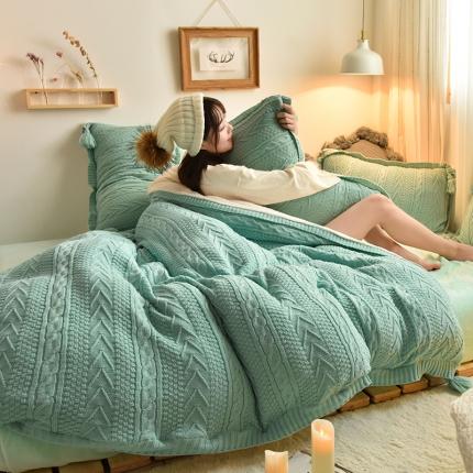 91家纺网 家纺一手货源 找家纺 （总）印季 2023新款多彩高密针织羊羔绒法莱绒四件套