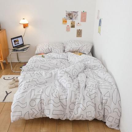 艾沁2020新款日系简约风全棉四件套 方程式