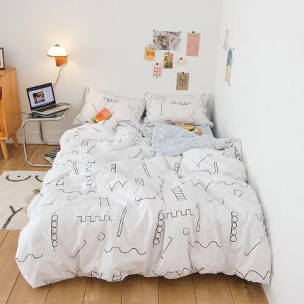 艾沁2020新款日系简约风全棉四件套 空间