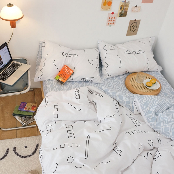 91家纺网 家纺一手货源 找家纺 艾沁2020新款日系简约风全棉四件套 空间