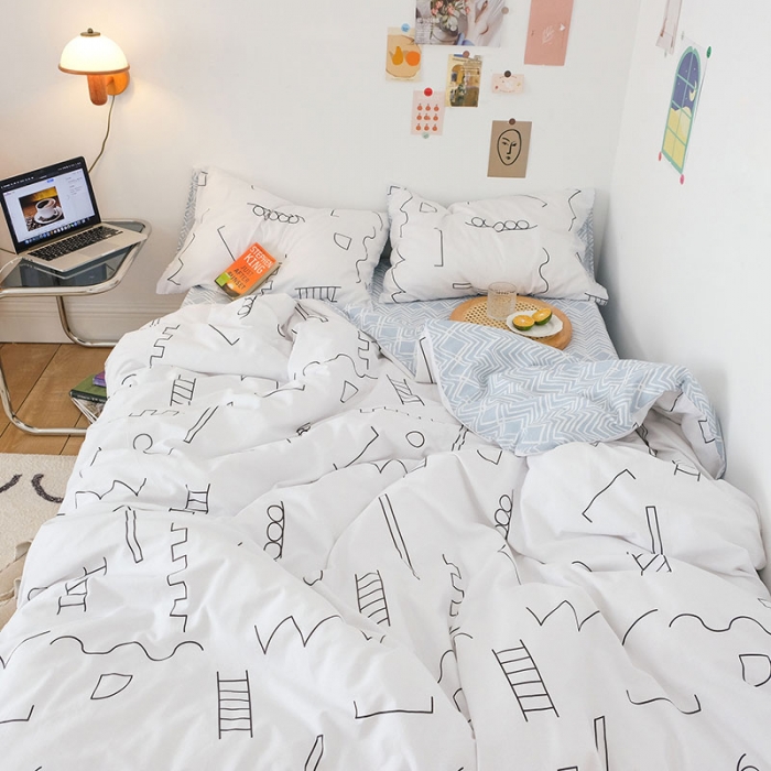 91家纺网 家纺一手货源 找家纺 艾沁2020新款日系简约风全棉四件套 空间