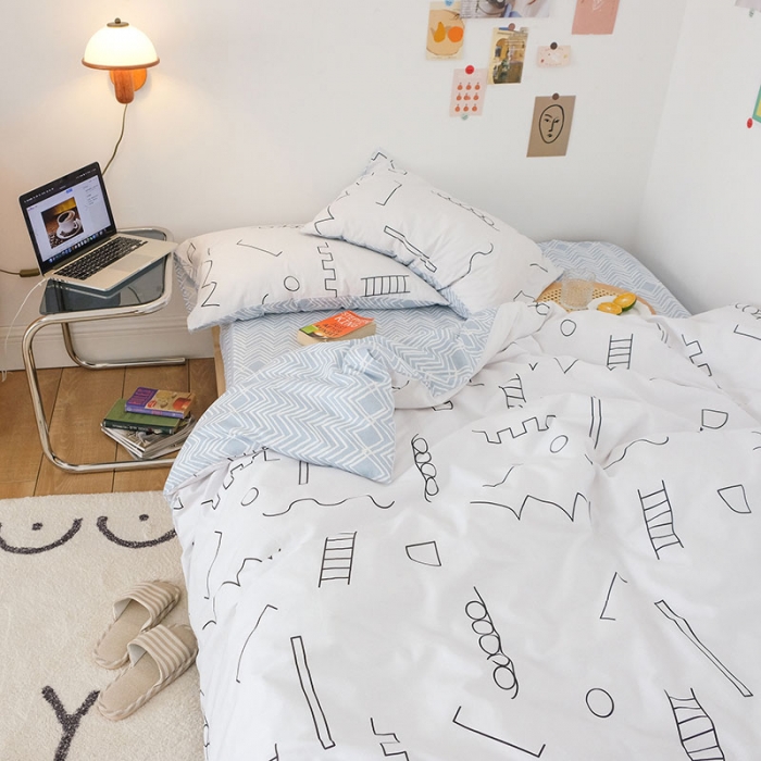 91家纺网 家纺一手货源 找家纺 艾沁2020新款日系简约风全棉四件套 空间